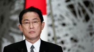 Japanese Foreign Minister Fumio Kishida attends a joint news conference with Iranian Foreign Minister Mohammad Javad Zarif in Tokyo