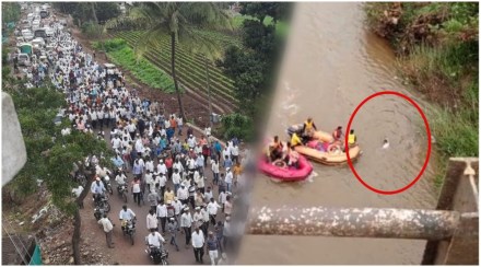 राजू शेट्टींची पदयात्रा नृसिंहवाडीत पोहचली; कार्यकर्त्यांच्या नदीपात्रात उड्या!