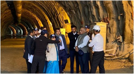 Nitin Gadkari Tunnel Visit