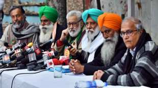 Farmer leaders Darshan pal, BS Rajewal, Gurnam Singh Charuni, Jagjit Singh Dallewal, during a press conference
