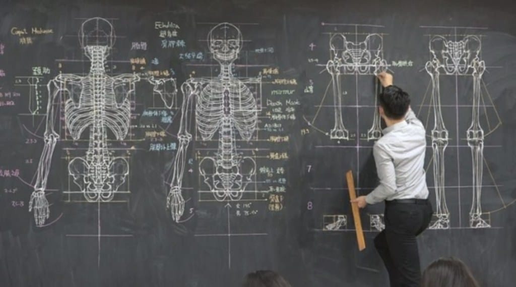This University Professor Teaches Using Insanely Detailed Drawings Using A Chalk And A Blackboard