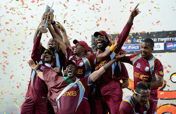 २०१२ मध्ये वेस्टइंडिजने विश्वचषक आपल्या नावावर केला. अंतिम फेरीत श्रीलंकेचा ३६ धावांनी पराभव केला. (Photo- ICC Twitter)
