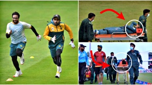 pakistan cricketer imam ul haq was taken to hospital after he collided with boundary boards