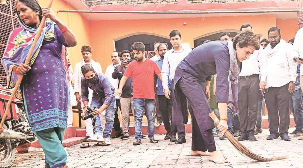 priyanka gandhi sweeping