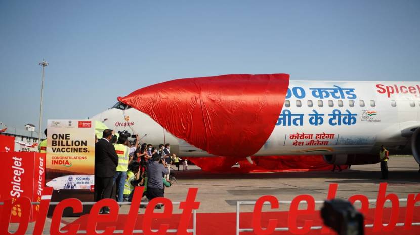 SpiceJet reveals special Boeing 737 livery to celebrate 100 crore vaccine doses in India