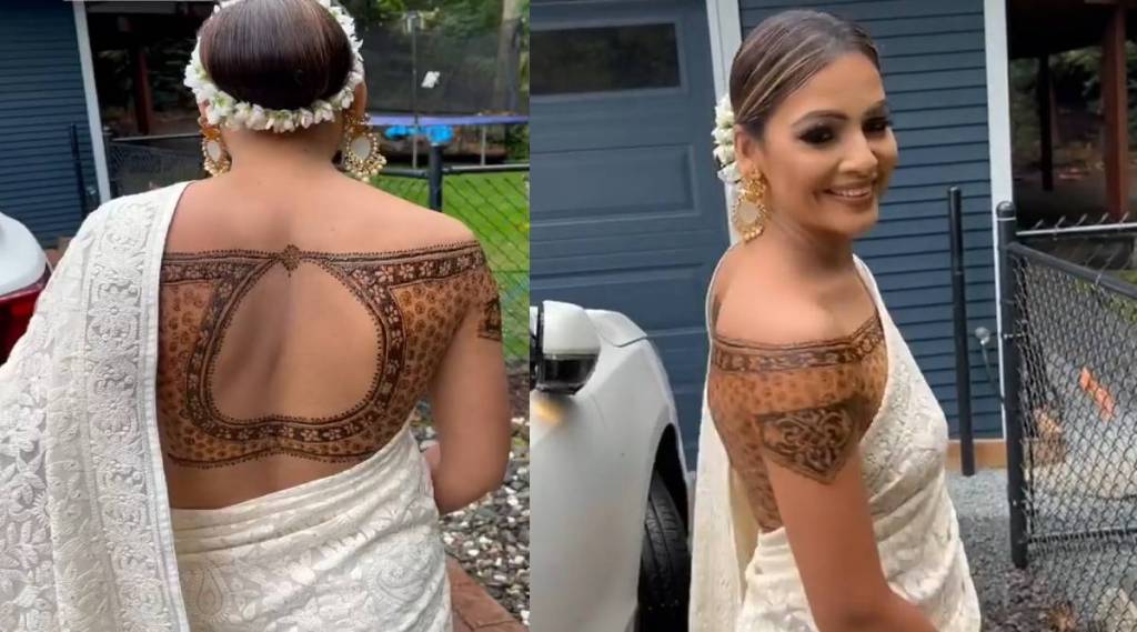 woman-wearing-henna-blouse-with-saree-viral-video