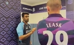 Scotland players visit Indian dressing room