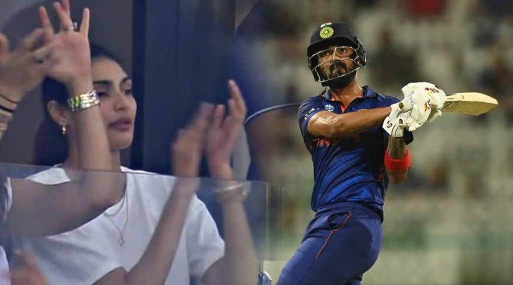 t20 wc actress athiya shetty cheering for kl rahul in match against scotland