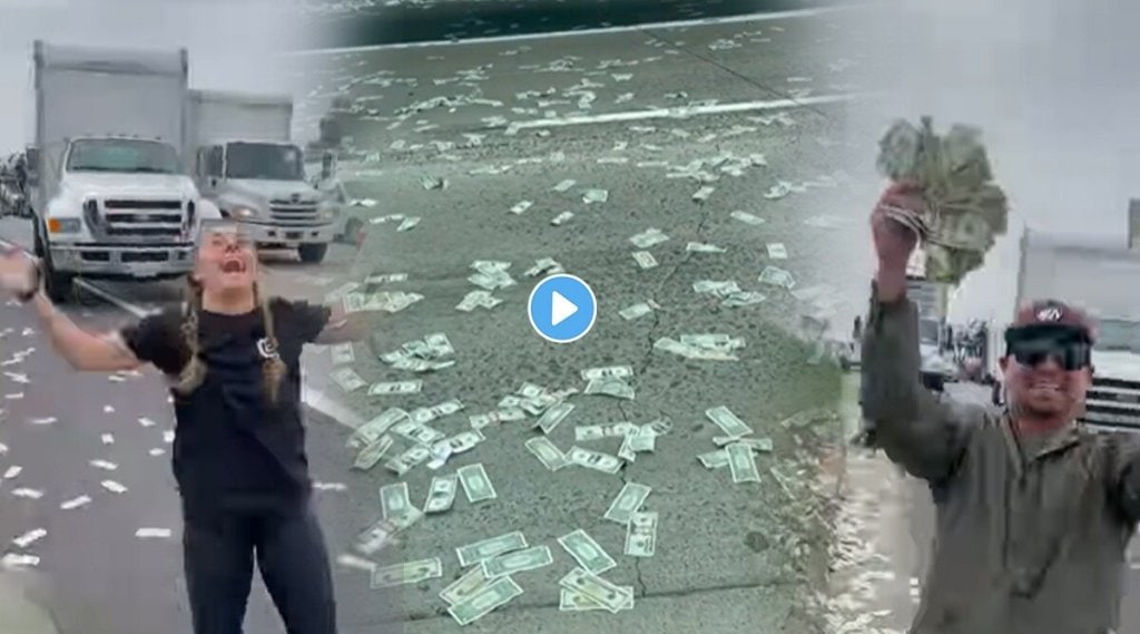 money-scattered-on-road-viral-video