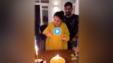 MS dhoni celebrated wife Sakshis 33rd birthday video goes viral