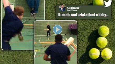 boys play Tennis with cricket bat