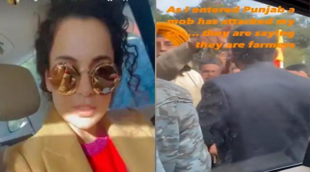 Kangana ranaut car stop by mob in Punjab