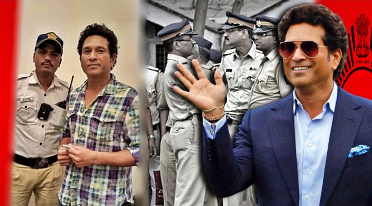 Sachin tendulkar meets traffic policeman Suresh Dhumse who saved his friends life