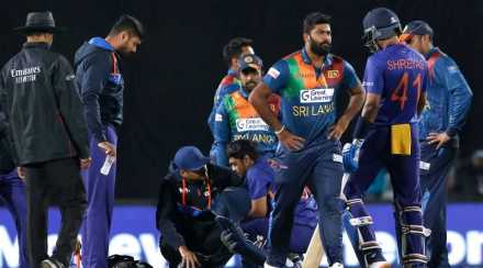 श्रीलंकेविरुद्धच्या खेळताना भारताचा सलामीवीर इशान किशनच्या हेल्मेटवर आदळला वेगवान चेंडू अन्…