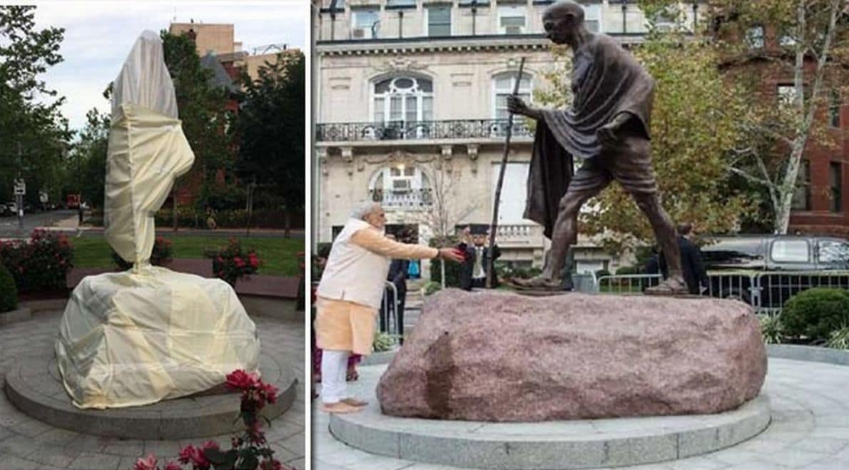 8 foot high statue of Mahatma Gandhi vandalized in New York sgy 87
