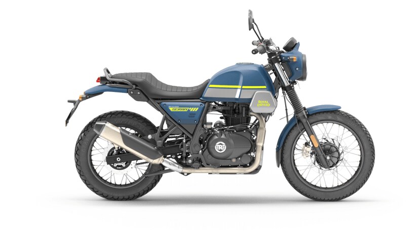 Royal Enfield Scram 411 २४.३ एचपी पॉवर आणि ३२ एनएम टॉर्क जनरेट करते. इंजिन 5-स्पीड गिअरबॉक्सशी जोडलेले आहे. (Photo- Royal Enfield)