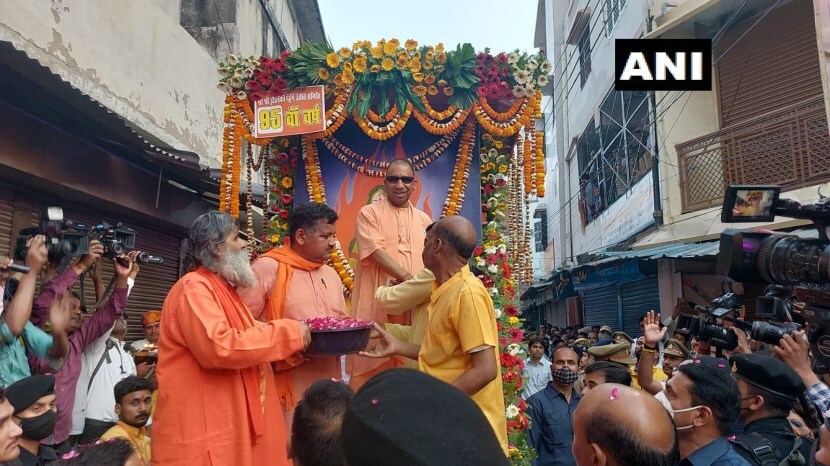 With sunglasses toy bulldozer Yogi Adityanath celebrates Holi in Gorakhpur See pics