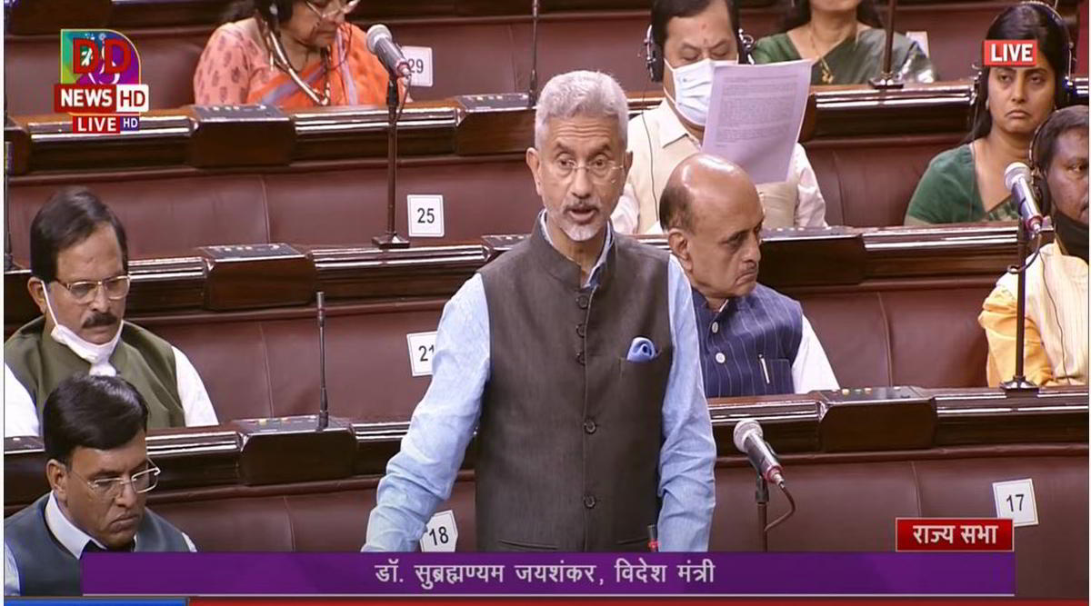 External Affairs Minister S Jaishankhar speaks in Rajya Sabha