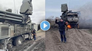 Russian tanks set on fire