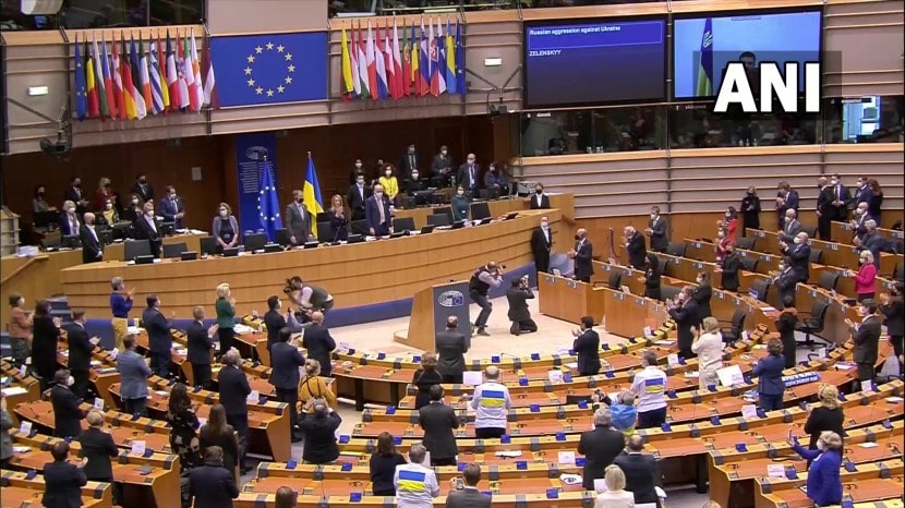 Prove youre with Ukraine volodymyr zelenskyy speech in European Parliament on Russian attack