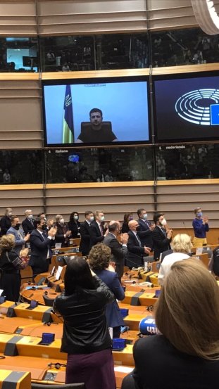 Prove youre with Ukraine volodymyr zelenskyy speech in European Parliament on Russian attack