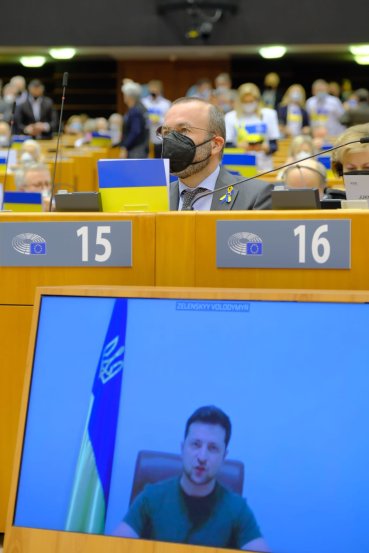 Prove youre with Ukraine volodymyr zelenskyy speech in European Parliament on Russian attack