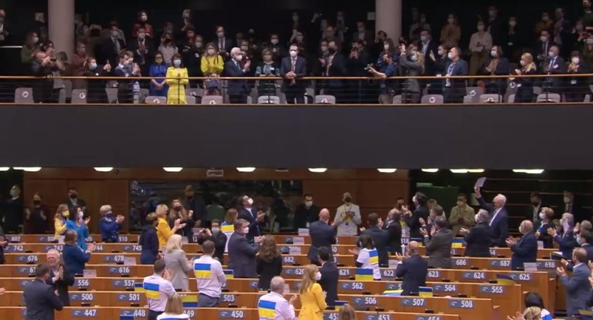 Prove youre with Ukraine volodymyr zelenskyy speech in European Parliament on Russian attack