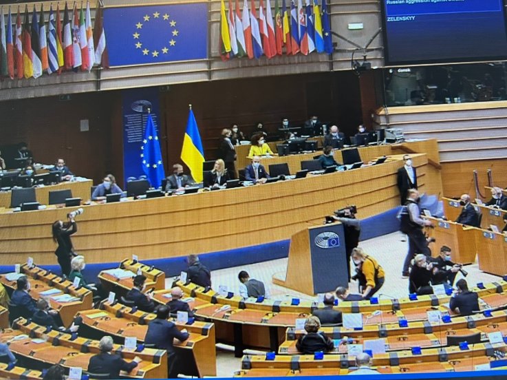 Prove youre with Ukraine volodymyr zelenskyy speech in European Parliament on Russian attack