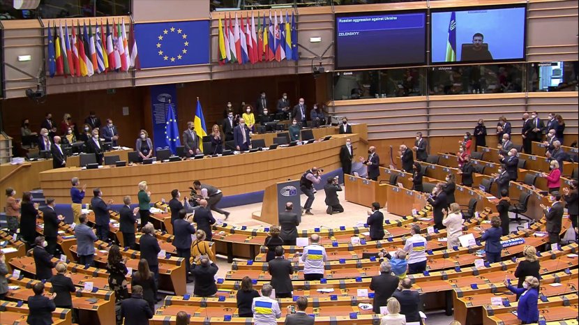 Prove youre with Ukraine volodymyr zelenskyy speech in European Parliament on Russian attack