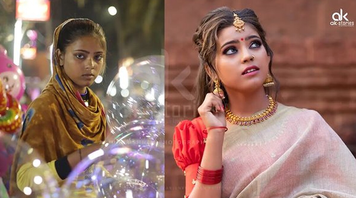 balloon seller girl, kerala road balloon seller girl,