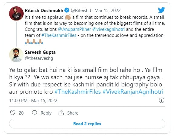 Riteish Deshmukh Trolled For Tweet About The Kashmir Files
