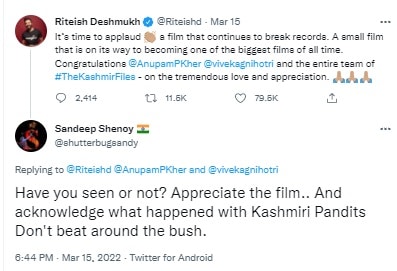 Riteish Deshmukh Trolled For Tweet About The Kashmir Files