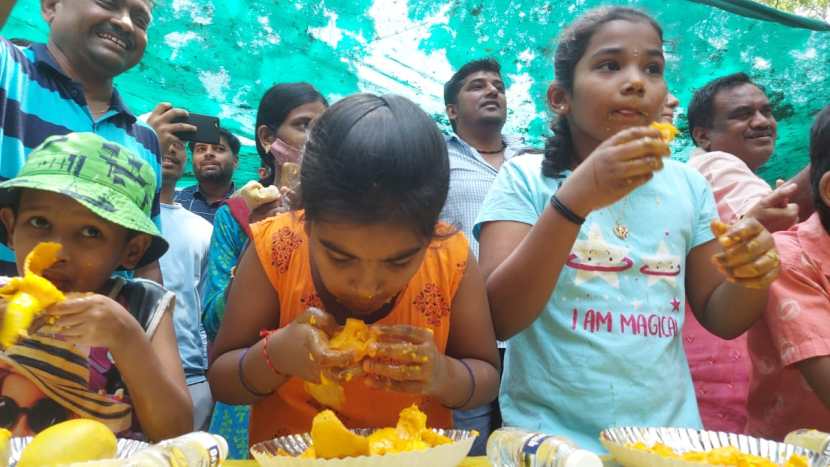 या स्पर्धेची शहरात जोरदार चर्चा रंगली आहे. स्पर्धेतून मुलांना मनोसक्त आंबे खाण्याचा आनंद घेता आला.