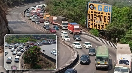 सलग सुट्ट्यांमुळे मुंबई-पुणे द्रुतगती मार्गावर वाहतूक कोंडी; वाहनांच्या चार ते पाच किमी लांब रांगा