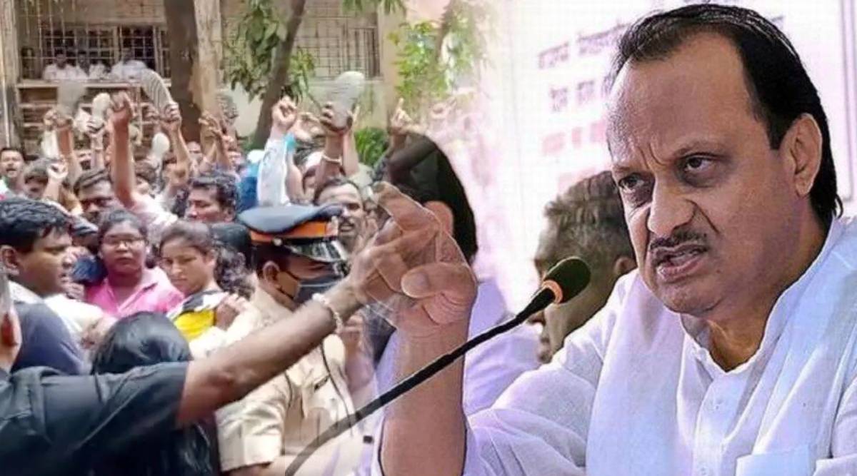 ajit pawar on silver oak st workers protest