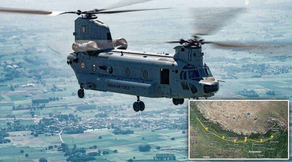 भारतीय वायू दलाच्या चिनूक हेलिकॉप्टरने एका दमात पार केले १९१० किलोमीटरचे अंतर 