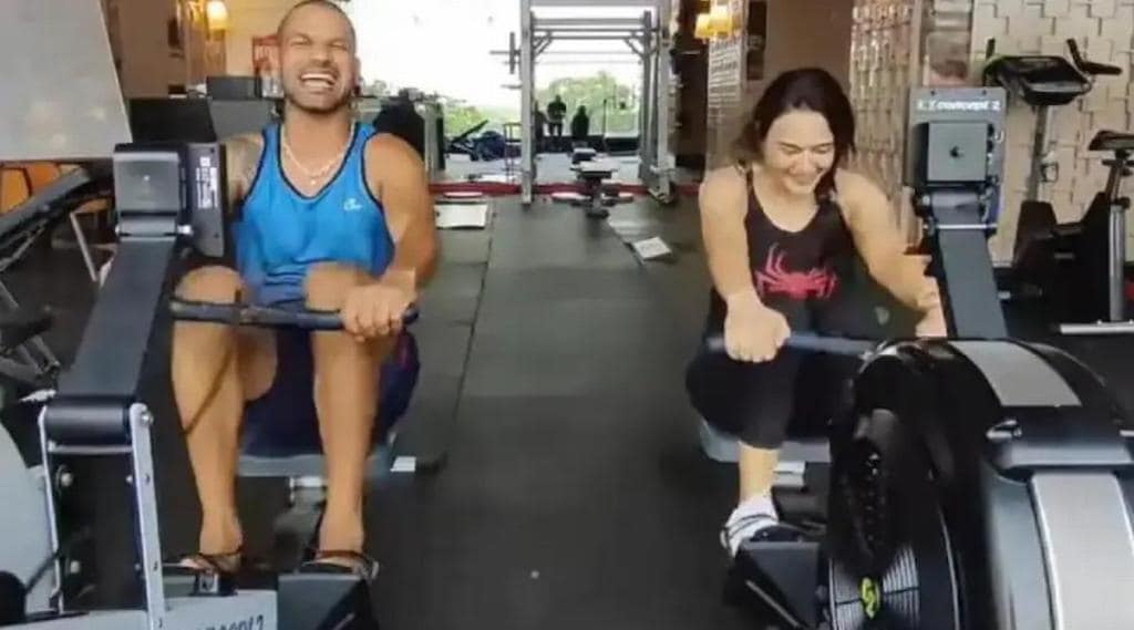 Shikhar Dhawan workout in the gym with Preity Zinta