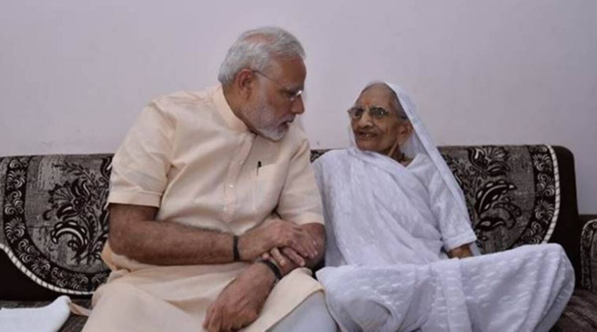 PM Modi Meet his mother hriaba as she enters her 100th year