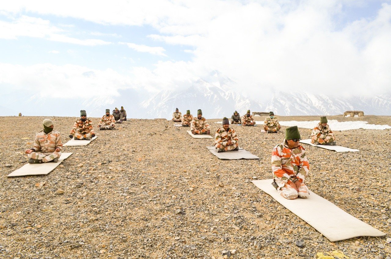 International Yoga Day 2022 ITBP jawans perform yoga aasans 