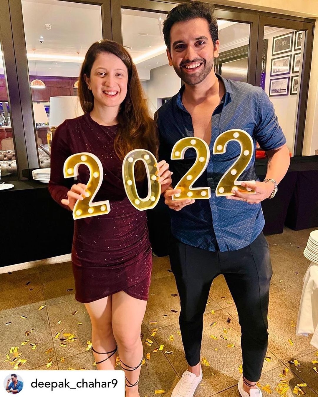 Deepak Chahar and Jaya Bhardwaj