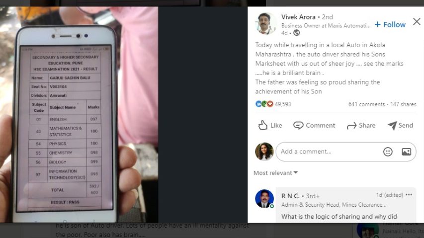 The autorickshaw driver shared his son 12th result with the passengers