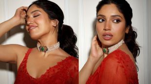 bhumi pednekar,bhumi pednekar photos,bhumi pednekar in net saree,bhumi pednekar in sleeveless lace blouse