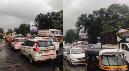 Traffic jam on Kalyan-Shilphata road