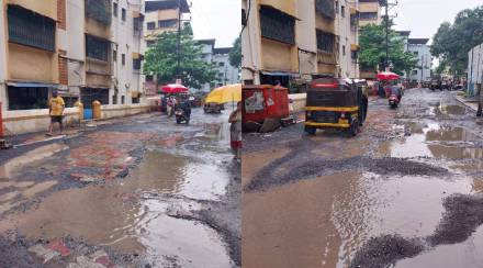 pothole filling started with paver blocks