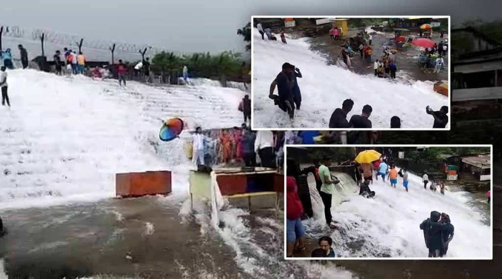 lonavala bhushi dam overflowing and overcrowded