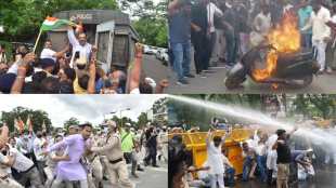 Congress Protest against ED inquiry of Sonia Gandhi collage