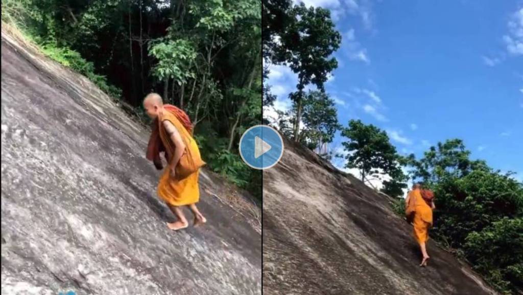 Monk-Climbs-Up-Mountain-Viral-Video