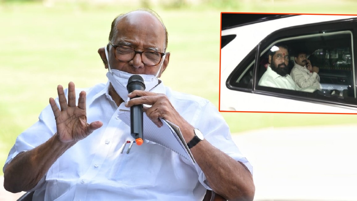 Sharad Pawar Slams CM Eknath Shinde over his Maharashtra tour and not visiting farmers affected by rain give reference of Ajit Pawar