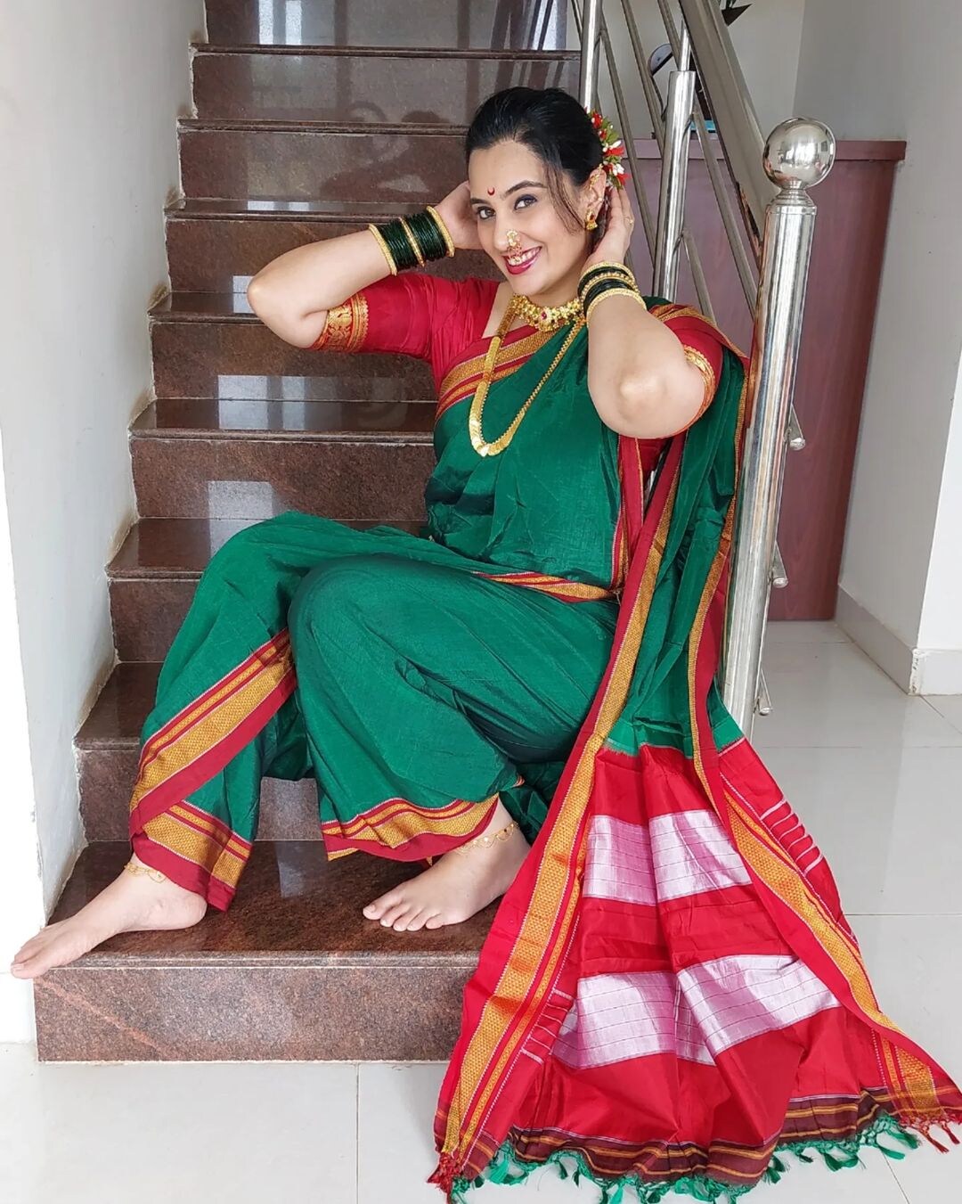 Sai Lokur Nauvari Saree Look Photos