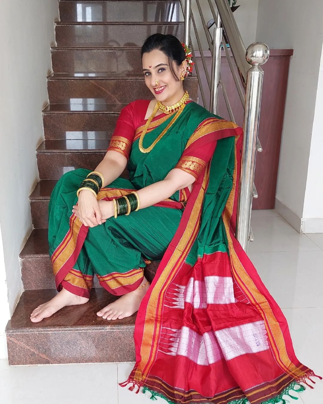 Sai Lokur Nauvari Saree Look Photos